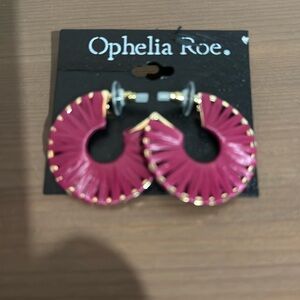 Ophelia Roe gold tone maroon hoop earrings